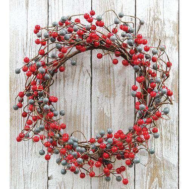 Waterproof Scarlet/Gray Berry Wreath - The Fox Decor